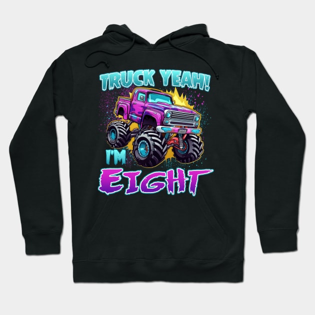 Truck yeah Birthday Tee Eight year old Girl Tee Monster Truck Birthday Country Birthday Kids Hoodie by ttao4164